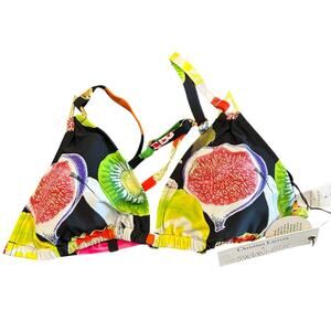 NWT Christian Lacroix x Swiminista Bikini Top, Tropical Print, Women’s Small